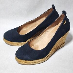 Viscata Barcelona Navy Blue Canvas Espadrille Wedges Made in Spain Size 40 9